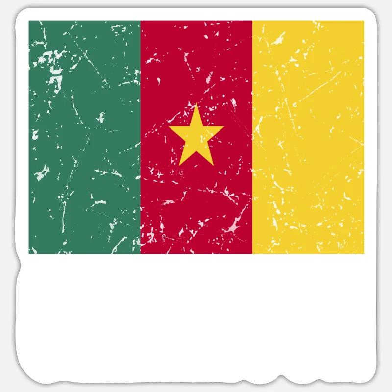 Cameroon flag - Sticker size S (10 x 10 cm) - white matte