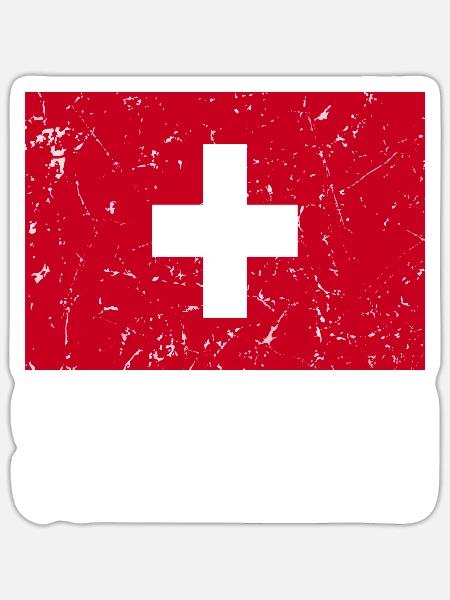 Schweiz Fahne - Sticker Größe S (10 x 10 cm) - Mattweiß