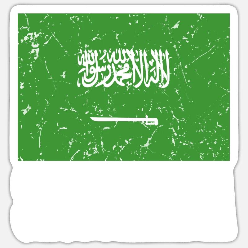 Drapeau de l’Arabie saoudite - Sticker taille S (10 x 10 cm) - blanc mat
