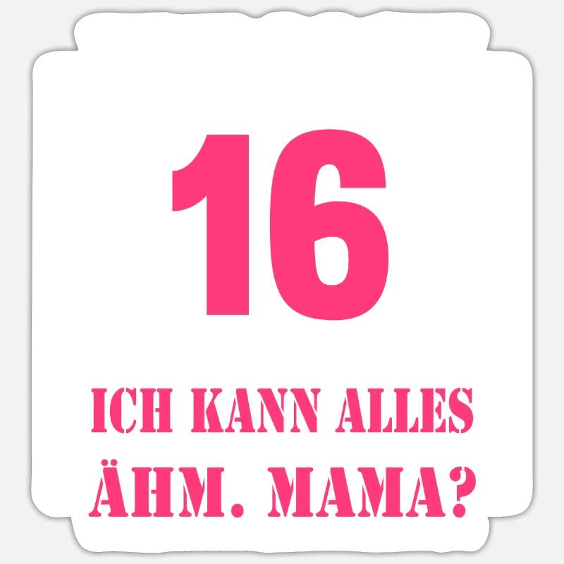 Endlich 16 - Sticker Größe S (10 x 10 cm) - Mattweiß