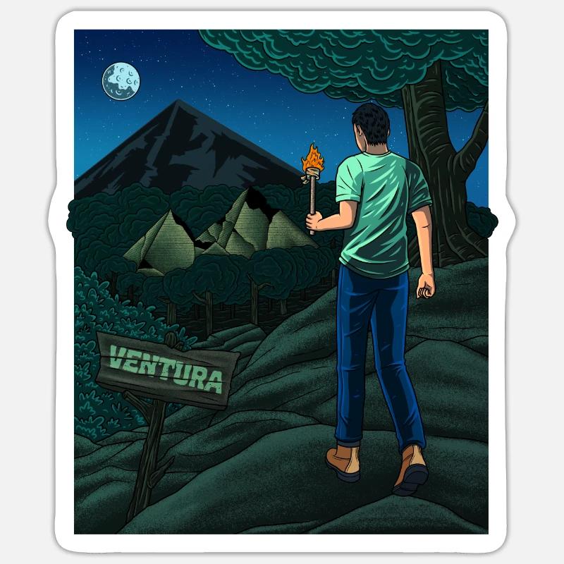 Découverte dans la jungle - Sticker taille S (10 x 10 cm) - blanc mat