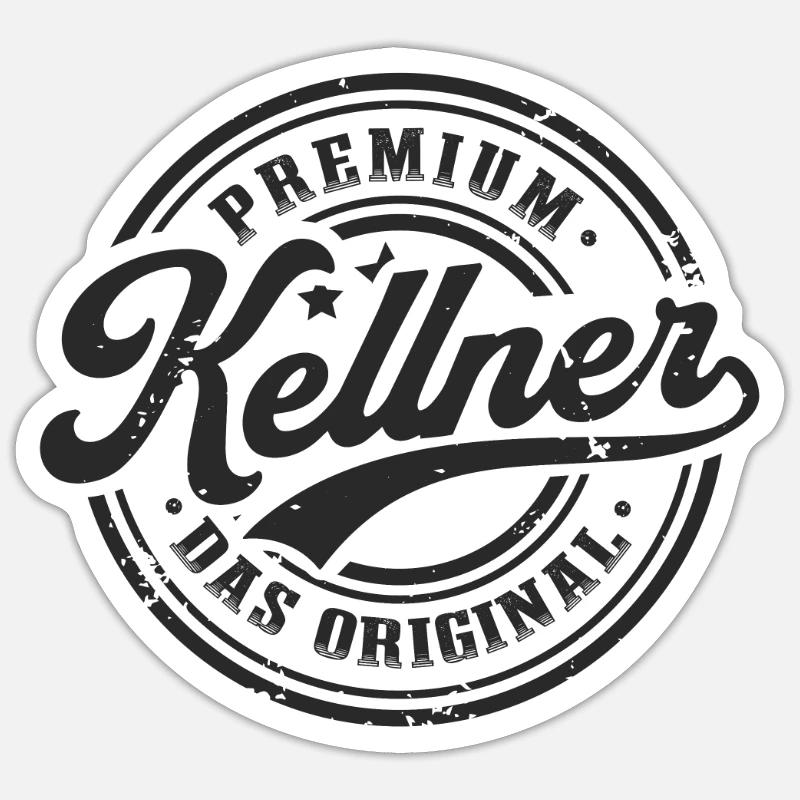 Kellner das Original Lustiges Kellner - Sticker Größe S (10 x 10 cm) - Mattweiß
