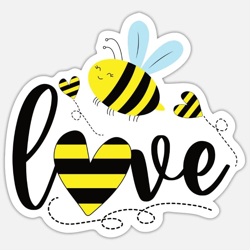 Abeille - Sticker taille S (10 x 10 cm) - blanc mat