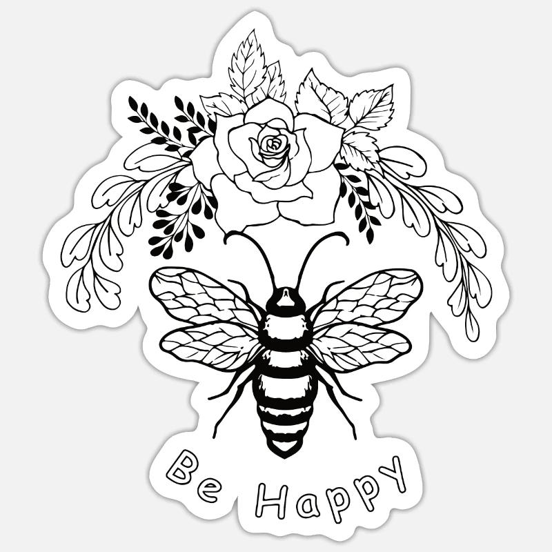 Abeille - Sticker taille S (10 x 10 cm) - blanc mat