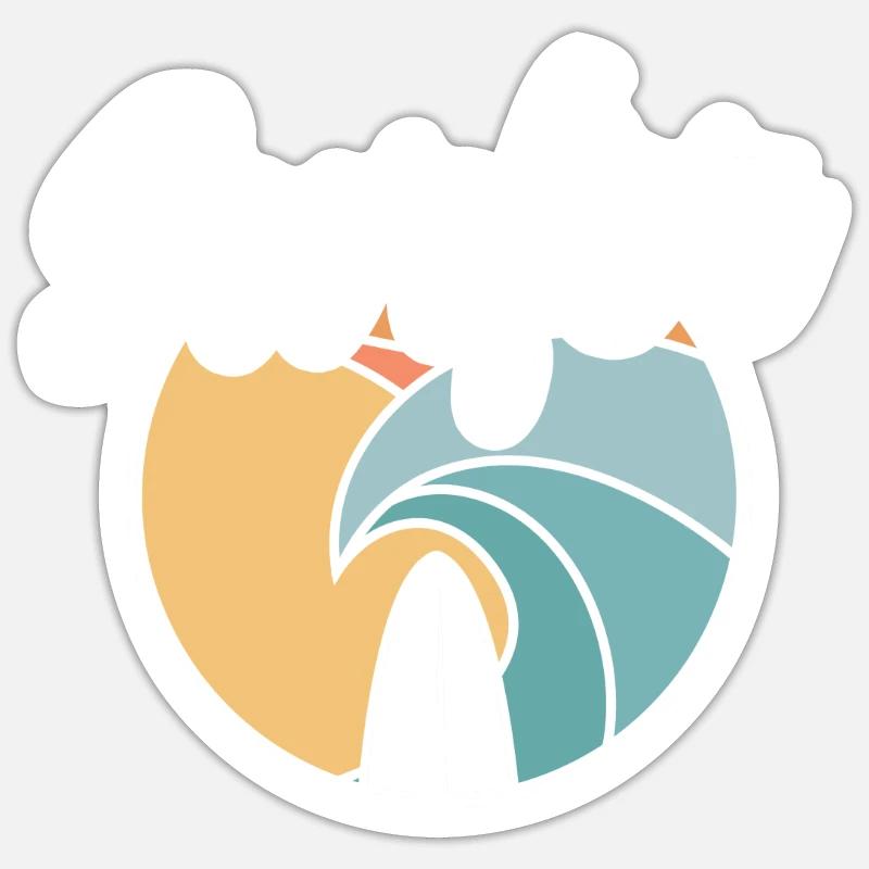Surfer Planche de surf Surf - Sticker taille S (10 x 10 cm) - blanc mat