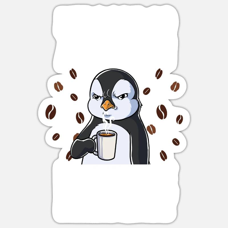 Ich Hatte Nachtschicht Kaffee Pinguin - Sticker Größe S (10 x 10 cm) - Mattweiß