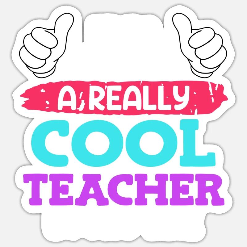 So sieht ein cooler Lehrer aus Lehrer - Sticker Größe S (10 x 10 cm) - Mattweiß