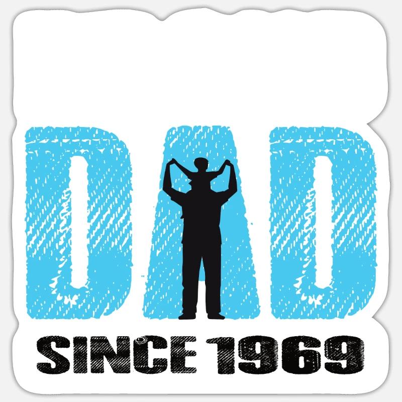 Proud Dad Since 1969 - Sticker Größe S (10 x 10 cm) - Mattweiß