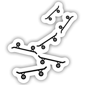 Skateboard Skaters - Sticker taille S (10 x 10 cm) - blanc mat - Devant