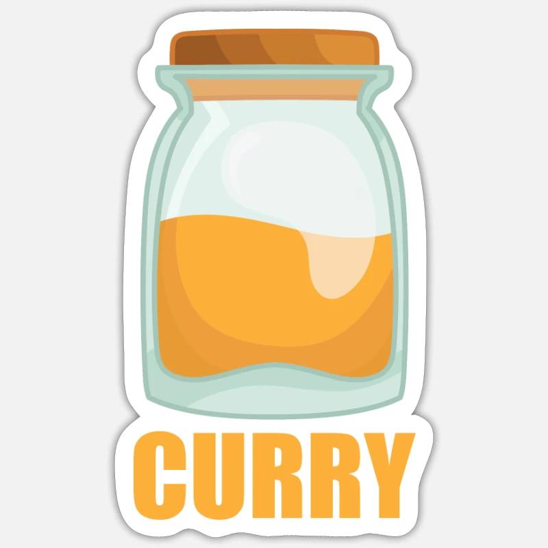 Curry saveur épice cuisine - Sticker taille S (10 x 10 cm) - blanc mat