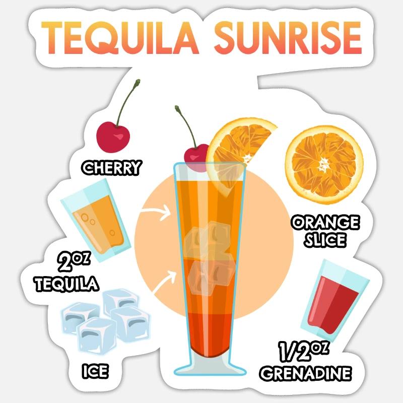 Tequila sunrise - Sticker taille S (10 x 10 cm) - blanc mat