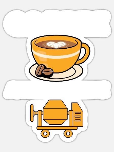 Kaffee Und Beton - Sticker Größe S (10 x 10 cm) - Mattweiß