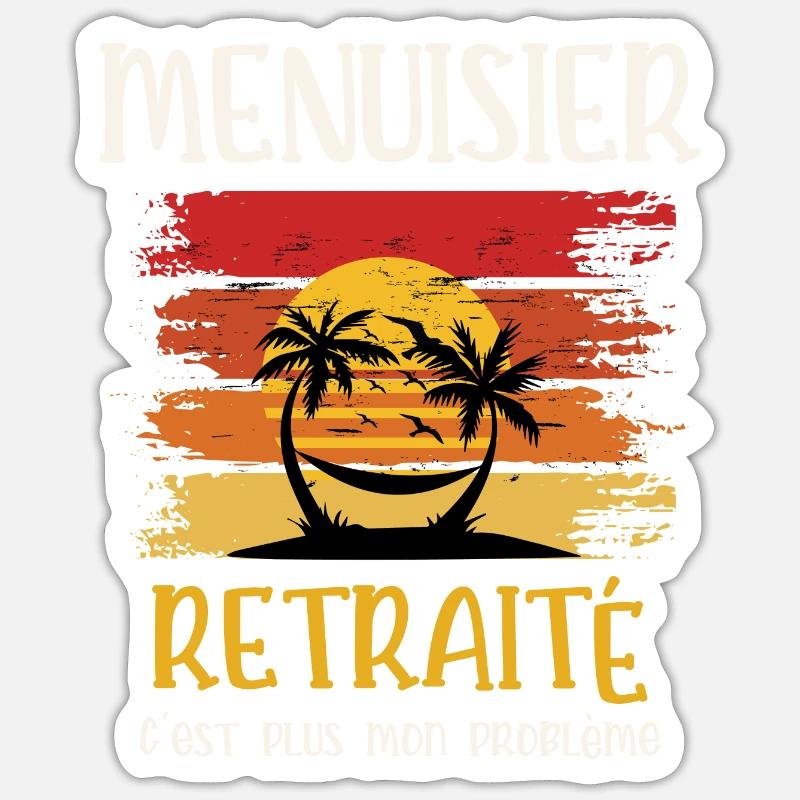 menuisier retraité - Sticker taille S (10 x 10 cm) - blanc mat