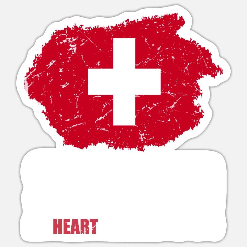 Drapeau de la Suisse - Sticker taille S (10 x 10 cm) - blanc mat