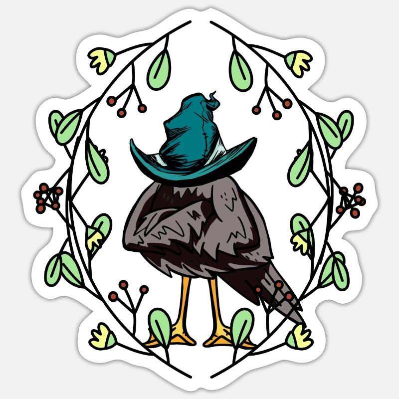 Début du printemps Corbeau Sleepy Hat Spring Sticker taille S (10 x 10 cm)