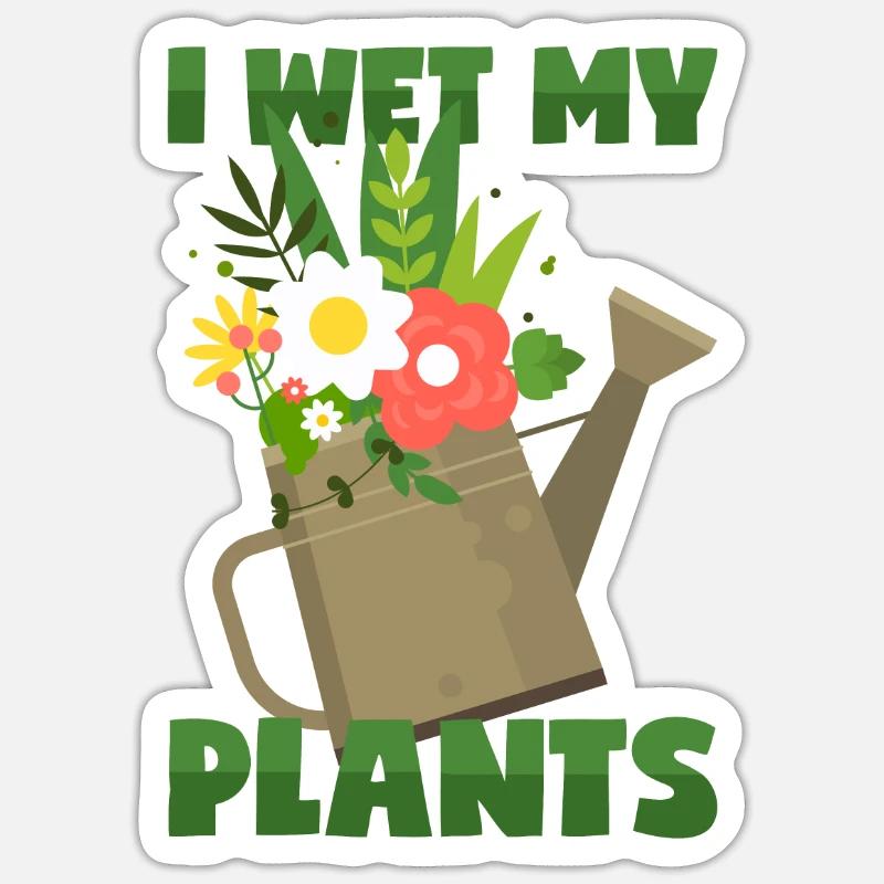 Pflanzen Gießen - Sticker Größe S (10 x 10 cm) - Mattweiß
