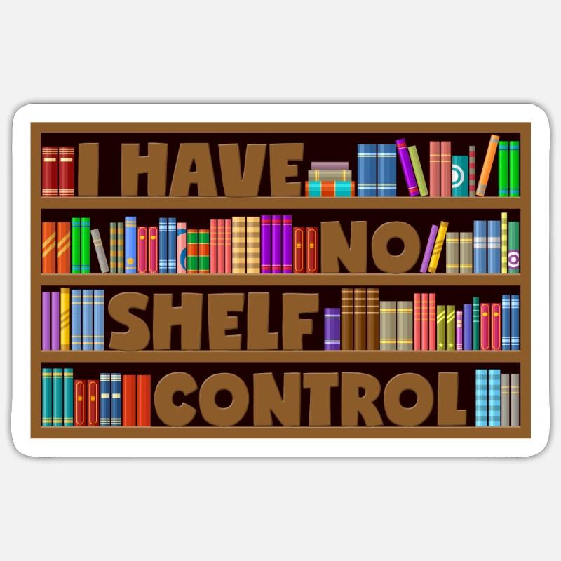 Bücherregal Wortwitz Bücher Spruch - Sticker Größe S (10 x 10 cm) - Mattweiß