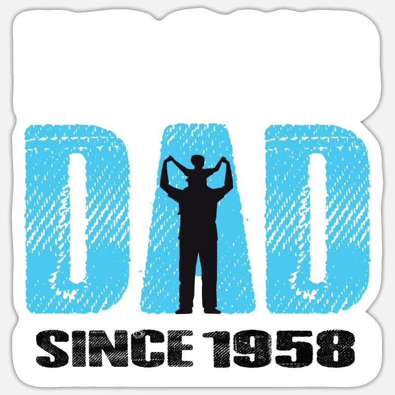 Proud Dad Since 1958 - Sticker Größe S (10 x 10 cm) - Mattweiß