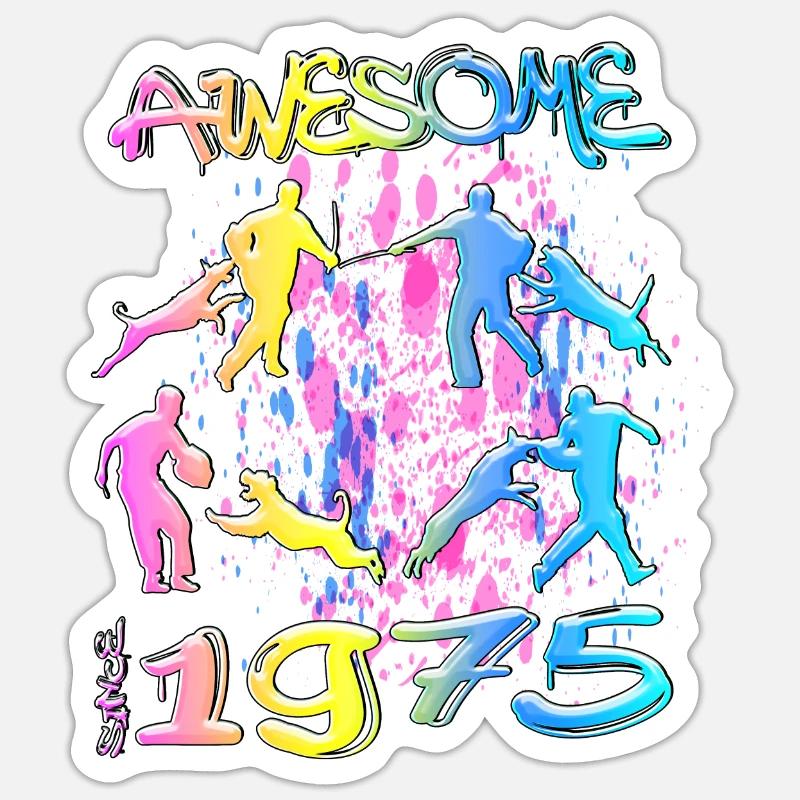 Awesome since 1975. Agility, Hundetraining - Sticker Größe S (10 x 10 cm) - Mattweiß