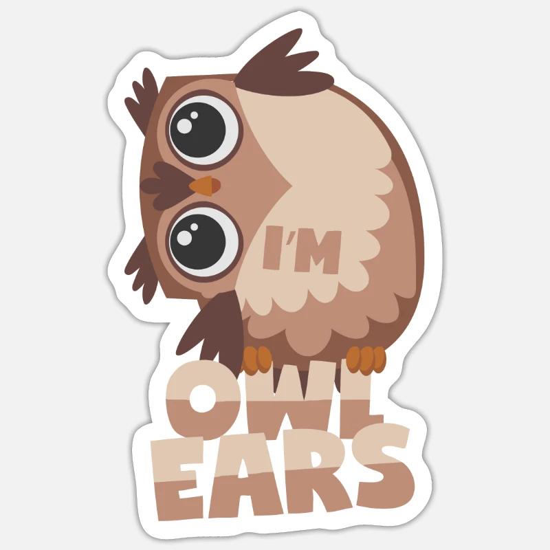 Die Eule ist ganz Ohr Sticker Größe S (10 x 10 cm)