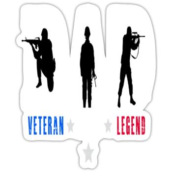 Proud Dad Veteran Myth Legend American Flag - Sticker Größe S (10 x 10 cm) - Mattweiß - Vorne
