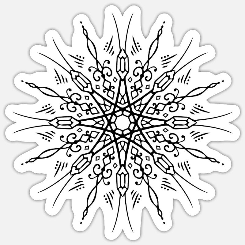 Fleur Mandala - Sticker taille S (10 x 10 cm) - blanc mat