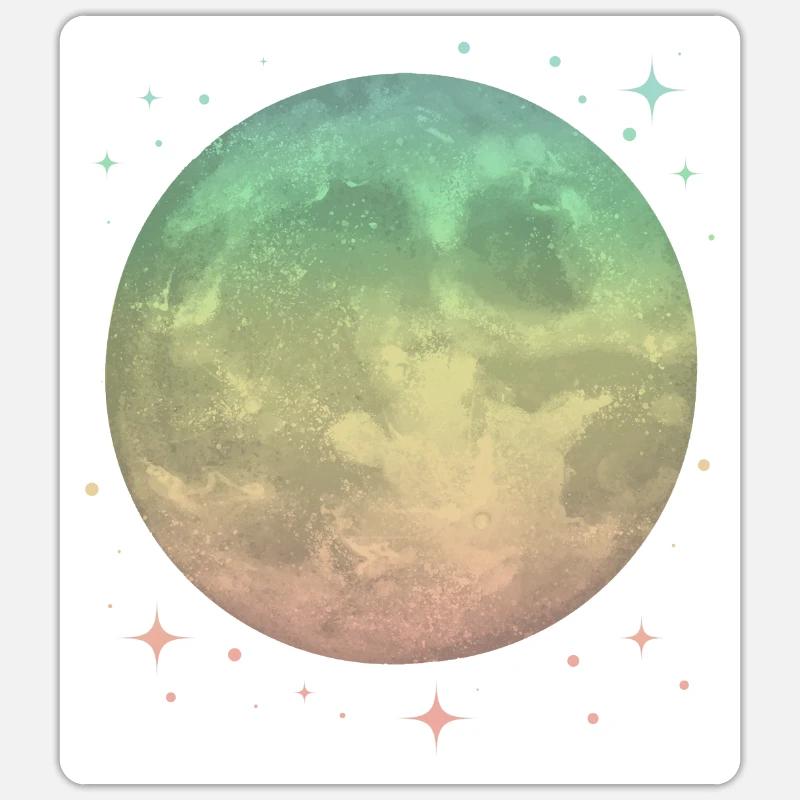 Lune Pastel Céleste - Sticker taille S (10 x 10 cm) - blanc mat