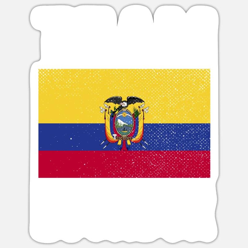 Drapeau de l’Équateur - Sticker taille S (10 x 10 cm) - blanc mat