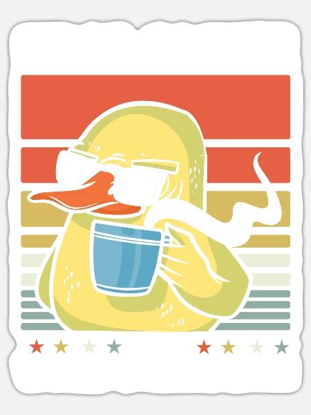 Ente Kaffee-Sonnenbrille - Sticker Größe S (10 x 10 cm) - Mattweiß