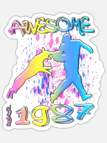 Awesome since 1987. Agility, Hundetraining - Sticker Größe S (10 x 10 cm) - Mattweiß