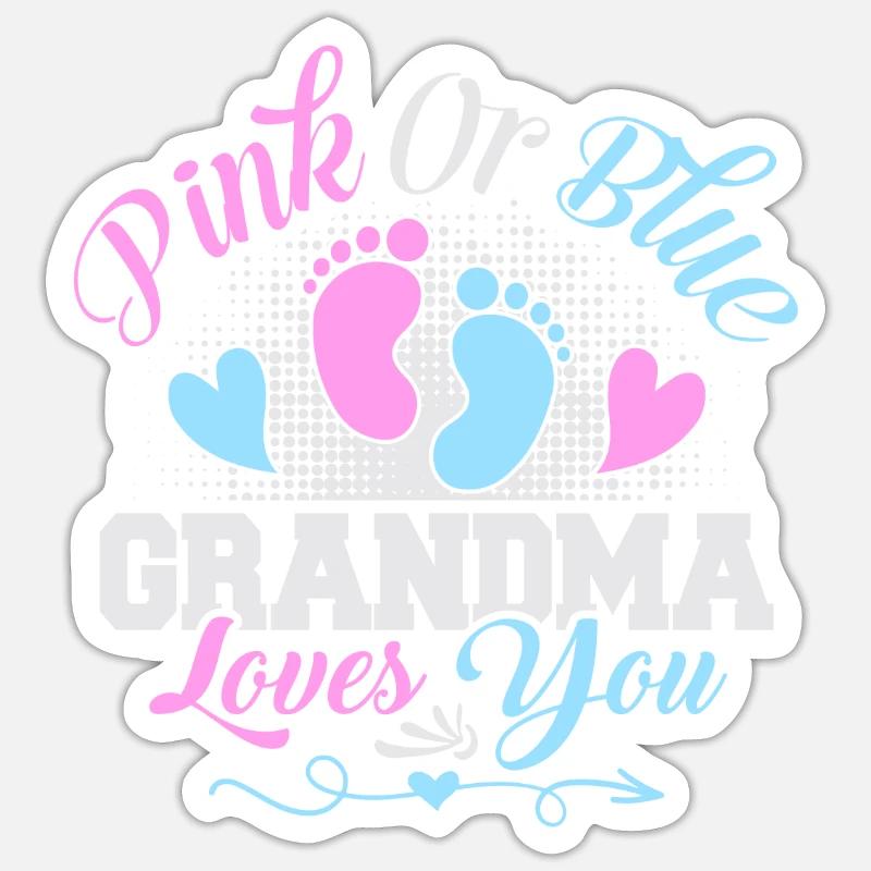 Rosa oder blaue Oma liebt dich Geschlecht enthülle Sticker Größe S (10 x 10 cm)