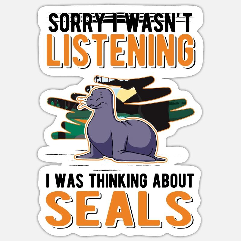 Robbe Geschenk Seelöwe - Sticker Größe S (10 x 10 cm) - Mattweiß