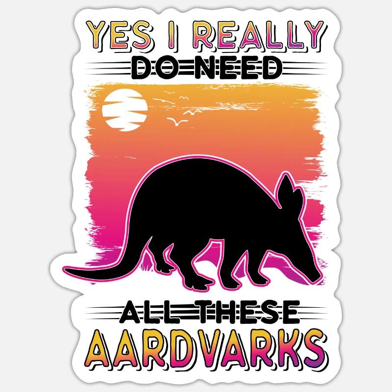 Erdferkel Geschenk Aardvark - Sticker Größe S (10 x 10 cm) - Mattweiß