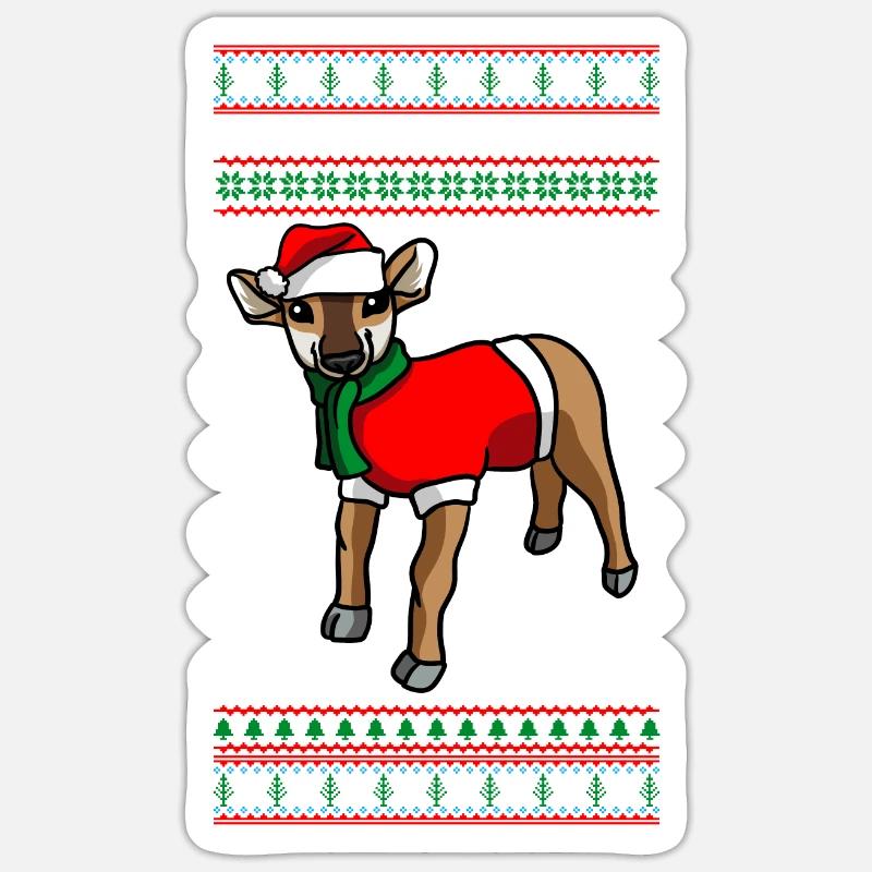 Noël Antilope Joyeux Noël - Sticker taille S (10 x 10 cm) - blanc mat
