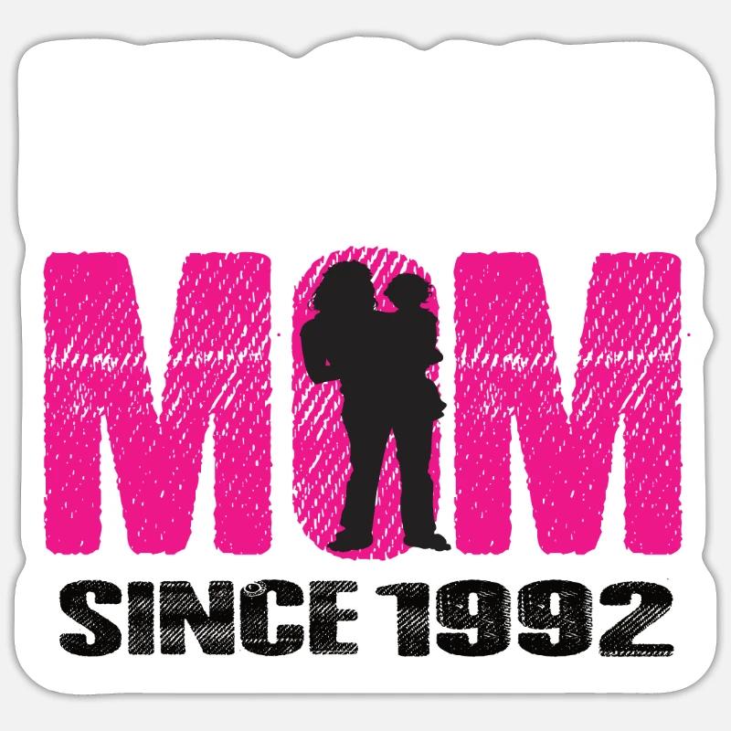 Proud Mom Since 1992 - Sticker Größe S (10 x 10 cm) - Mattweiß
