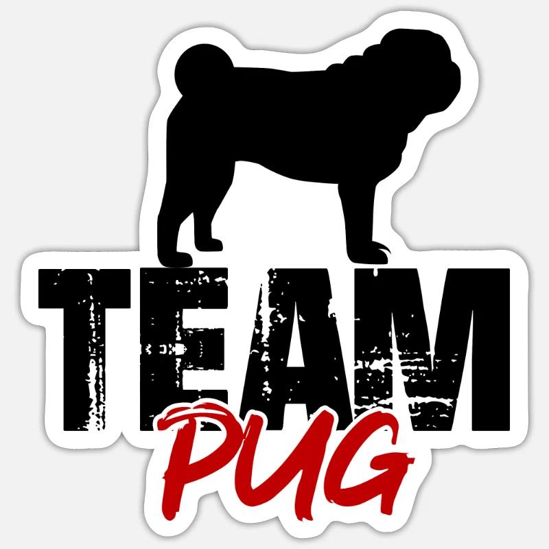 Team Mops - Sticker Größe S (10 x 10 cm) - Mattweiß