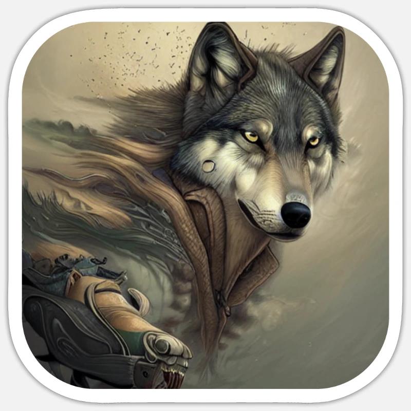 Loup - Sticker taille S (10 x 10 cm) - blanc mat