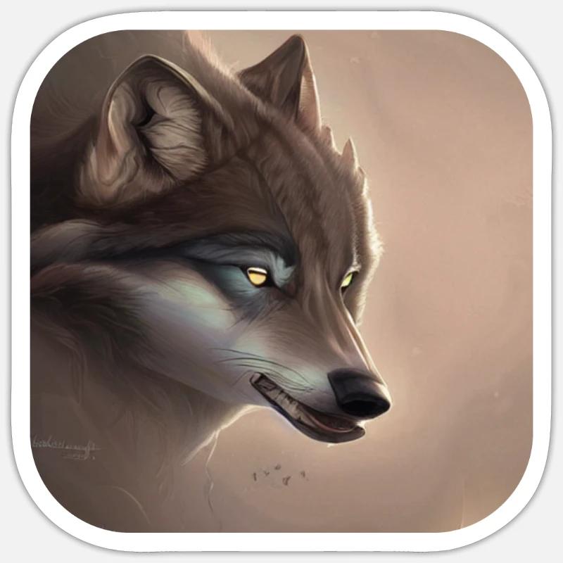 Loup - Sticker taille S (10 x 10 cm) - blanc mat
