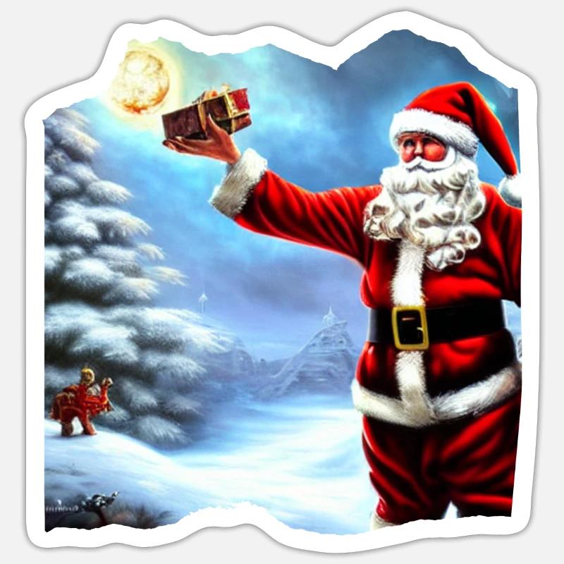 Père Noël - Sticker taille S (10 x 10 cm) - blanc mat