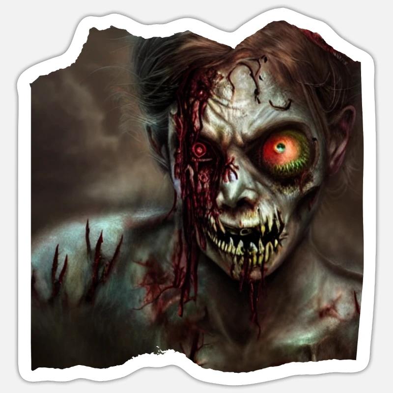 Zombi - Sticker taille S (10 x 10 cm) - blanc mat