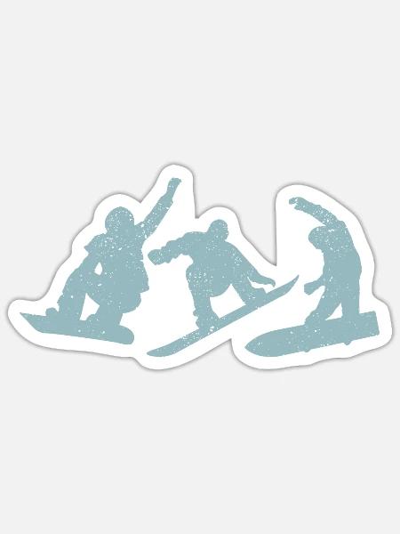 Freestyle Snowboarder Springen Freestyle Downhill - Sticker Größe S (10 x 10 cm) - Mattweiß