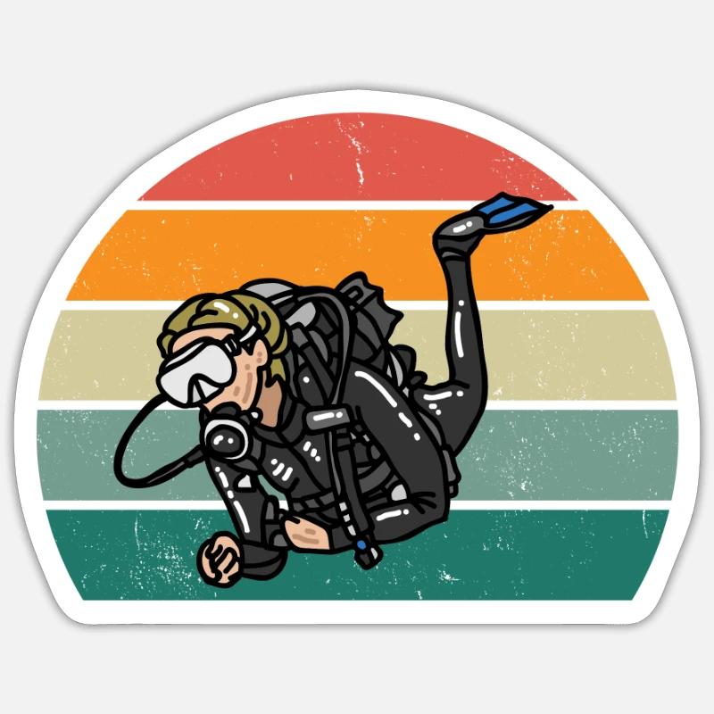 Plongeur Plongée Plongée Oxygène Plongée Sticker taille S (10 x 10 cm)