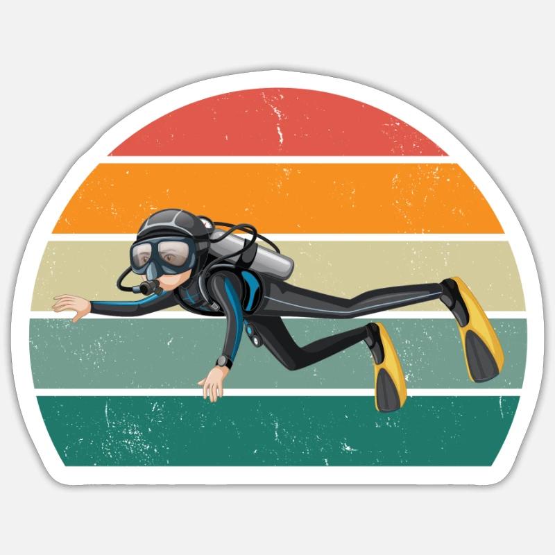 plongeur plongeur plongée plongée à oxygène Sticker taille S (10 x 10 cm)