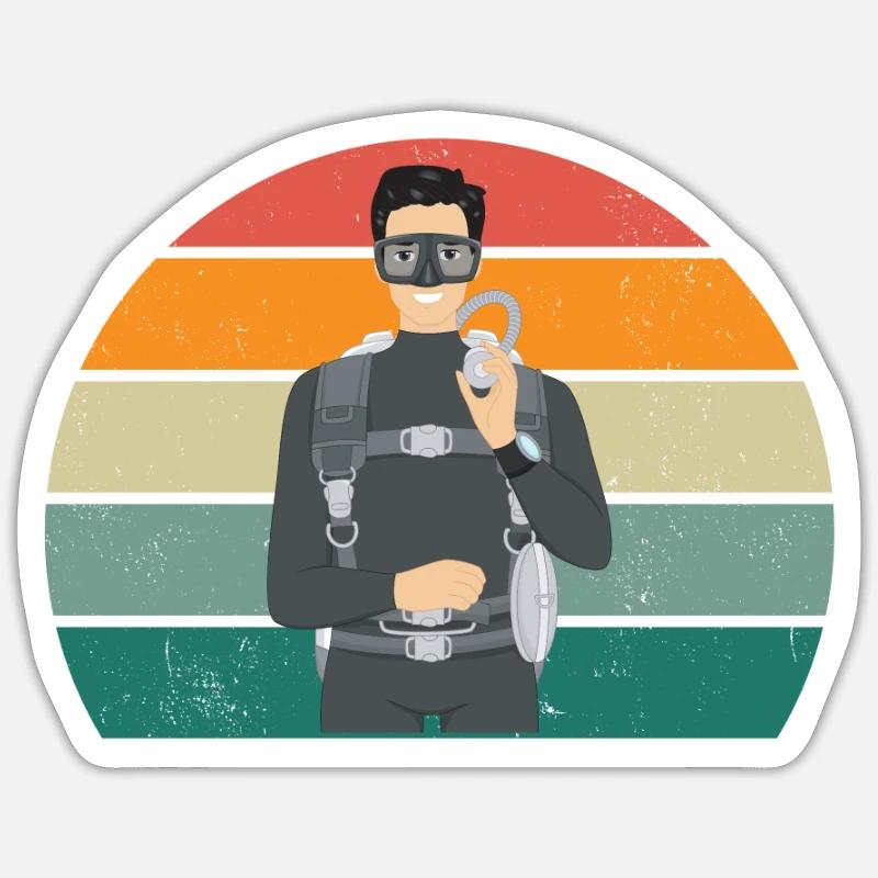Plongeur Plongée Plongée Oxygène Plongée Sticker taille S (10 x 10 cm)