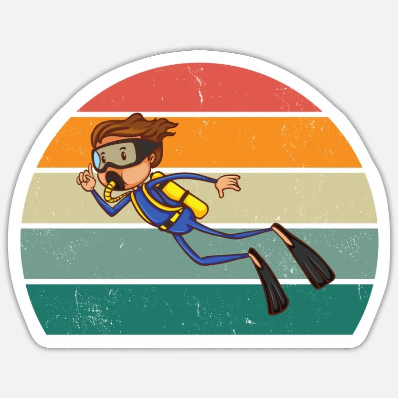 Plongeur Plongée Plongée Oxygène Plongée Sticker taille S (10 x 10 cm)