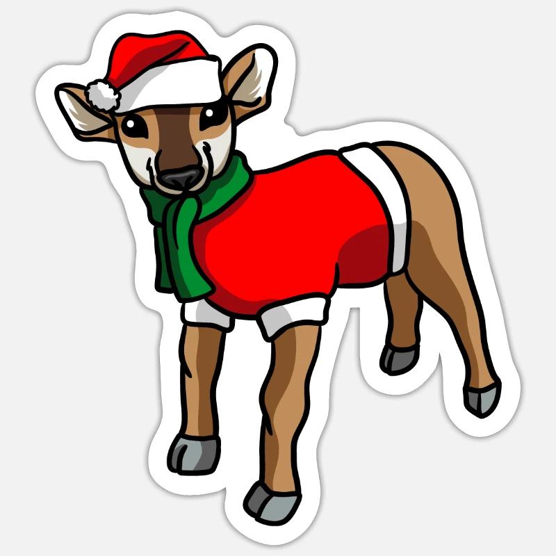 Antilope avec pull de Noël Sticker taille S (10 x 10 cm)