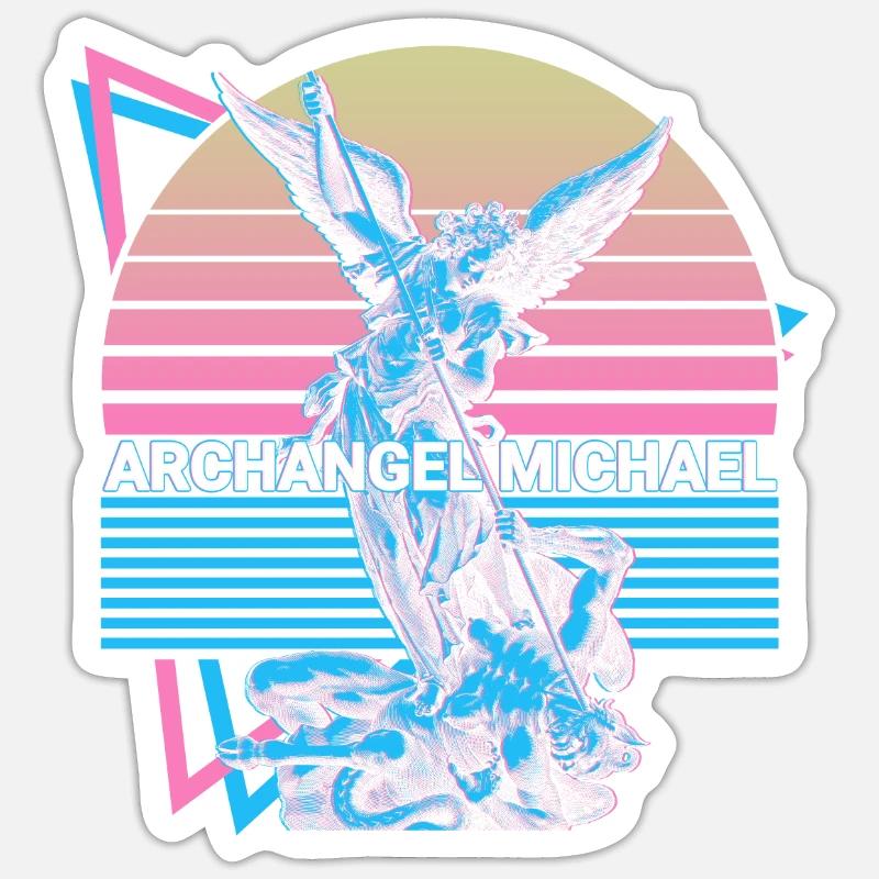 Erzengel Michael - Sticker Größe S (10 x 10 cm) - Mattweiß