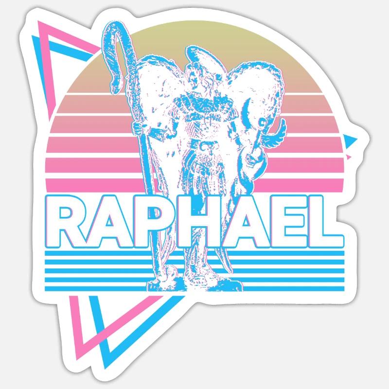 Raphael Erzengel Retro - Sticker Größe S (10 x 10 cm) - Mattweiß