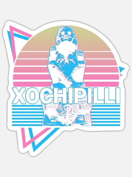 Xochipilli Aztekengott Retro - Sticker Größe S (10 x 10 cm) - Mattweiß