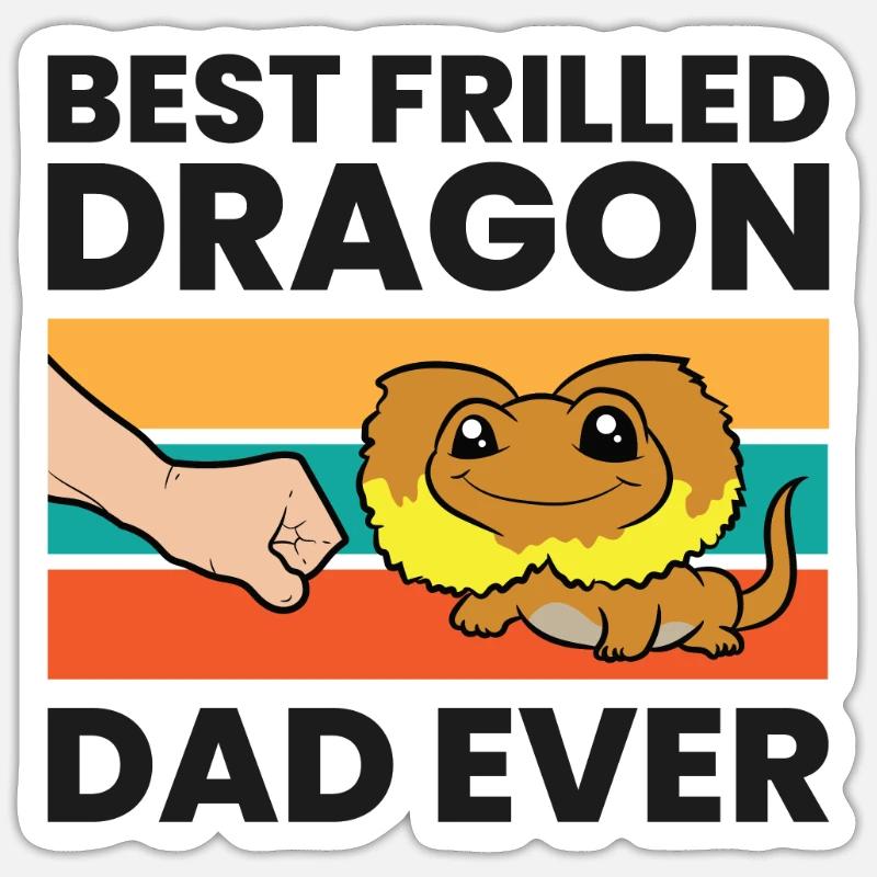 Gekräuselte Dracheneidechse Papa Bester - Sticker Größe S (10 x 10 cm) - Mattweiß